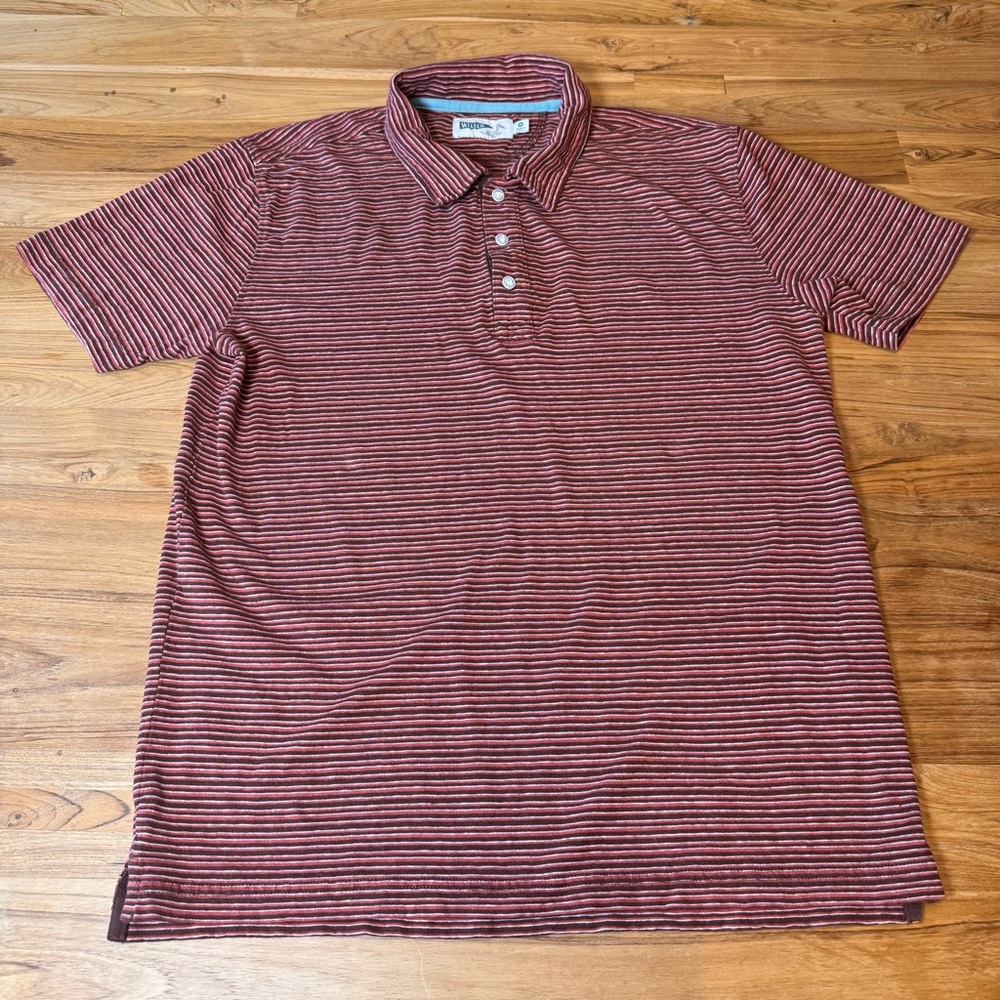 Wellen Striped Polo Shirt Men’s Medium Red Casual Polo